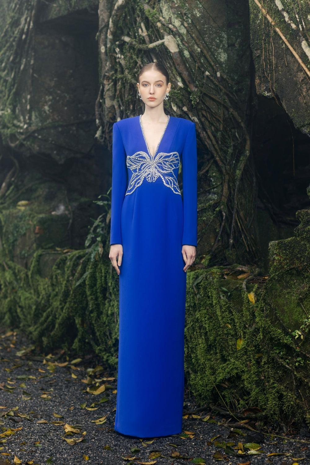 V-Neck Orchid Embellished Dress